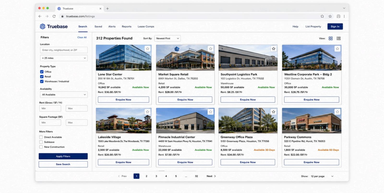 Before: the original listings page