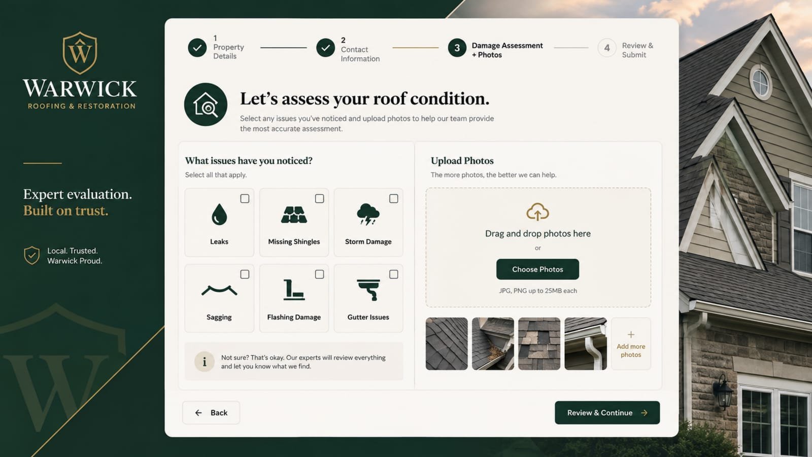 Damage assessment and photo upload