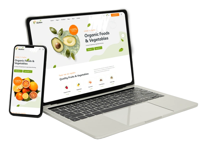 Custom-designed website for organic fruits and vegetables by a web development company in USA.