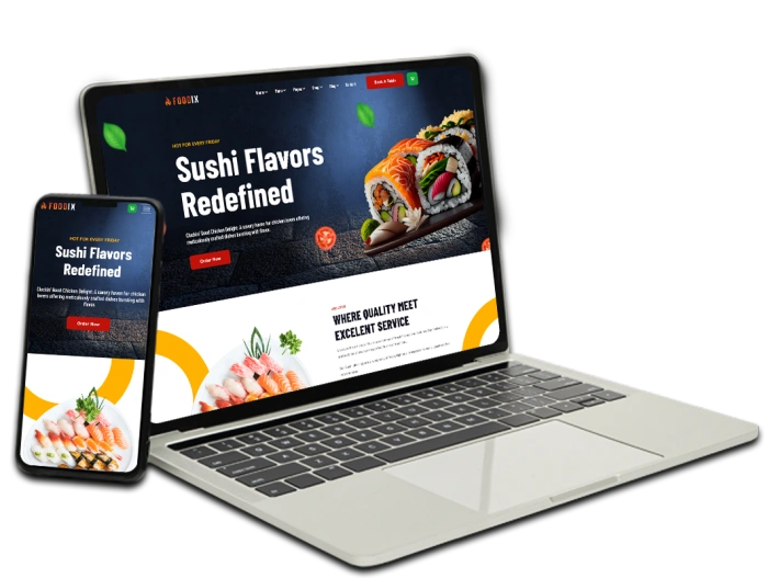 Elegant sushi restaurant website developed by the best web development company in USA.