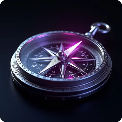 A glowing compass symbolizing direction and expertise, representing a proven track record in social media marketing services.