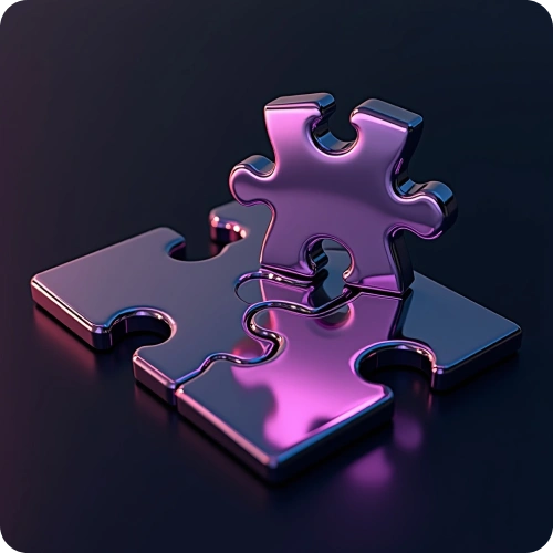 A glowing puzzle piece fitting perfectly into place, symbolizing personalized social media marketing services for unique business needs.